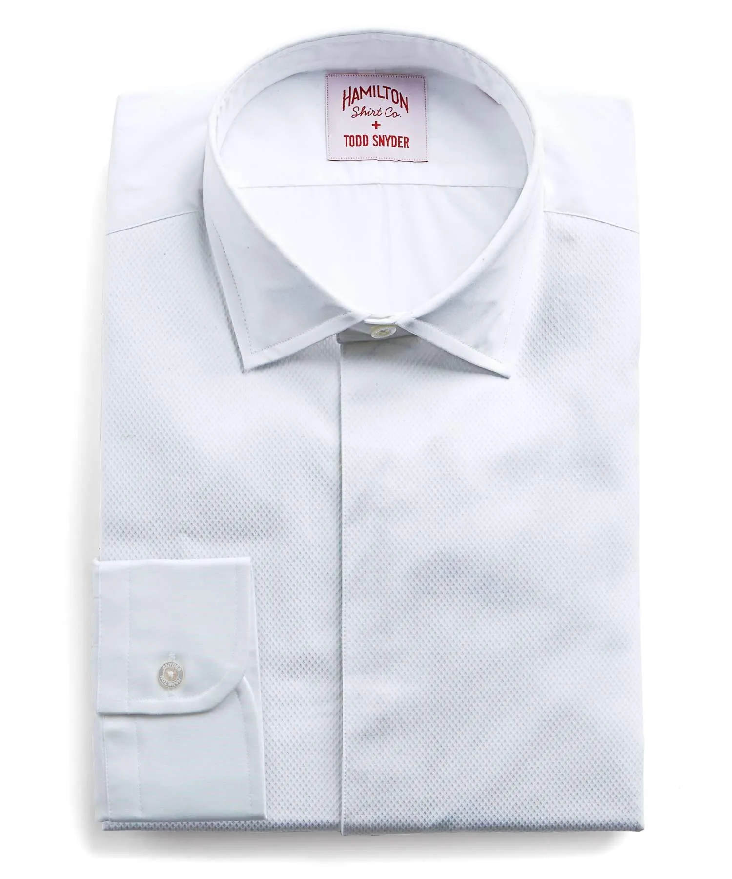 Made in the USA Hamilton   Todd Snyder White Pique Fly Front Tuxedo Shirt