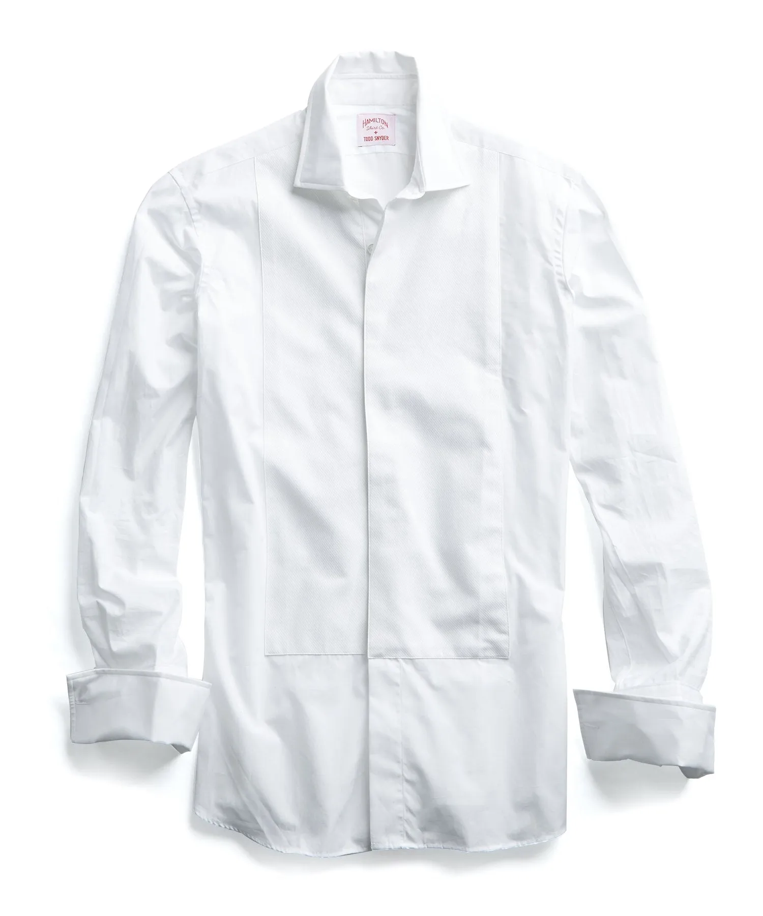 Made in the USA Hamilton   Todd Snyder White Pique Fly Front Tuxedo Shirt