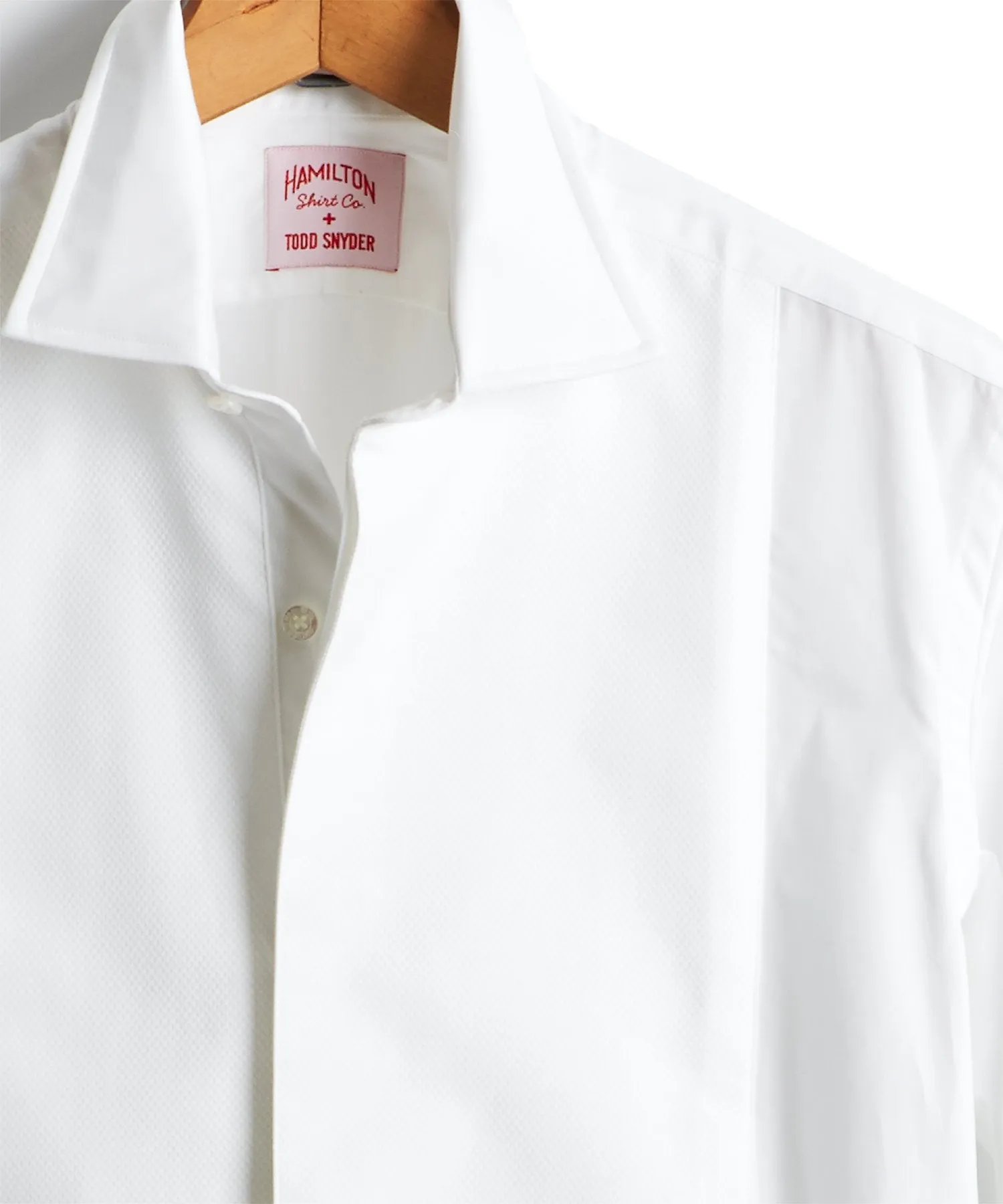 Made in the USA Hamilton   Todd Snyder White Pique Fly Front Tuxedo Shirt
