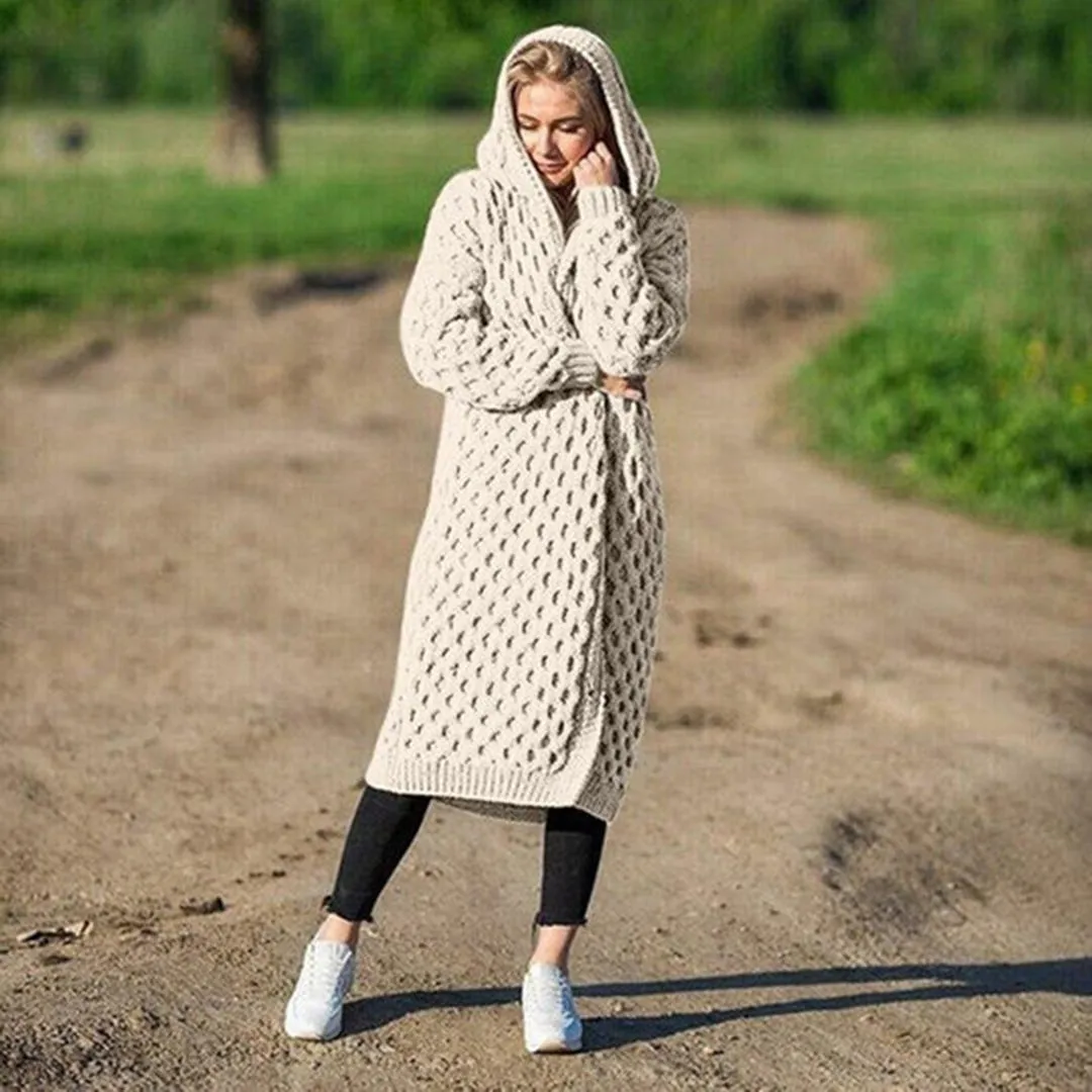 Maison Paris Cardigan | Luxe en warm vest met capuchon voor dames – extra lang