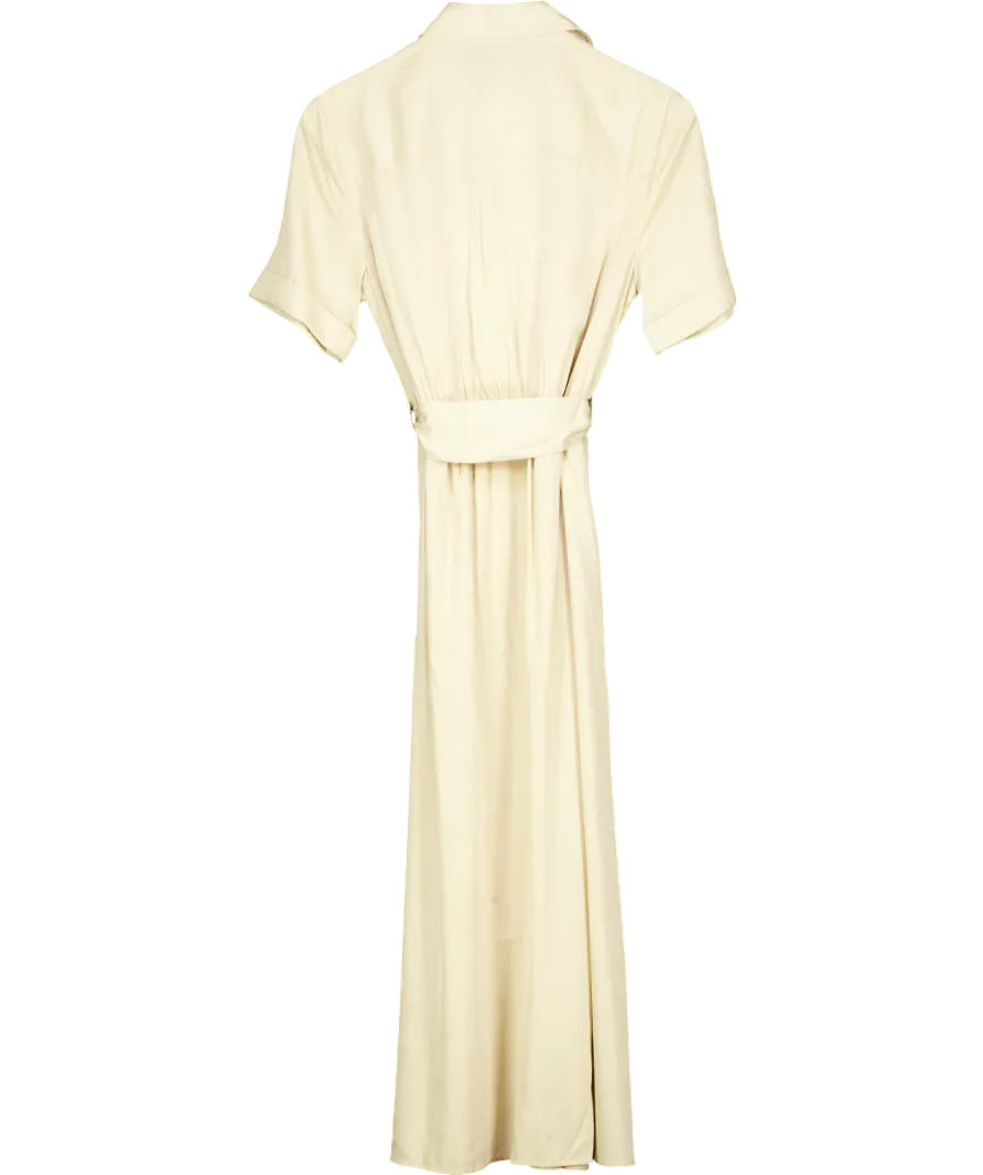 MANGO Cream Satin Shirt Dress UK 10