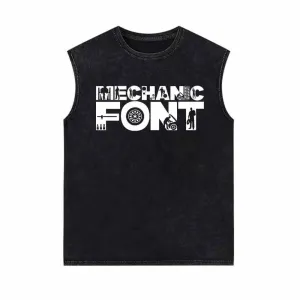 Mechanic Font Wrench Vintage Washed Vest Top