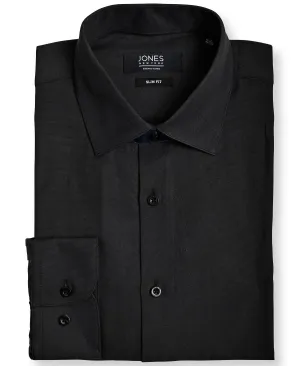 Men's basket weave dobby Jones New York dress shirt, black