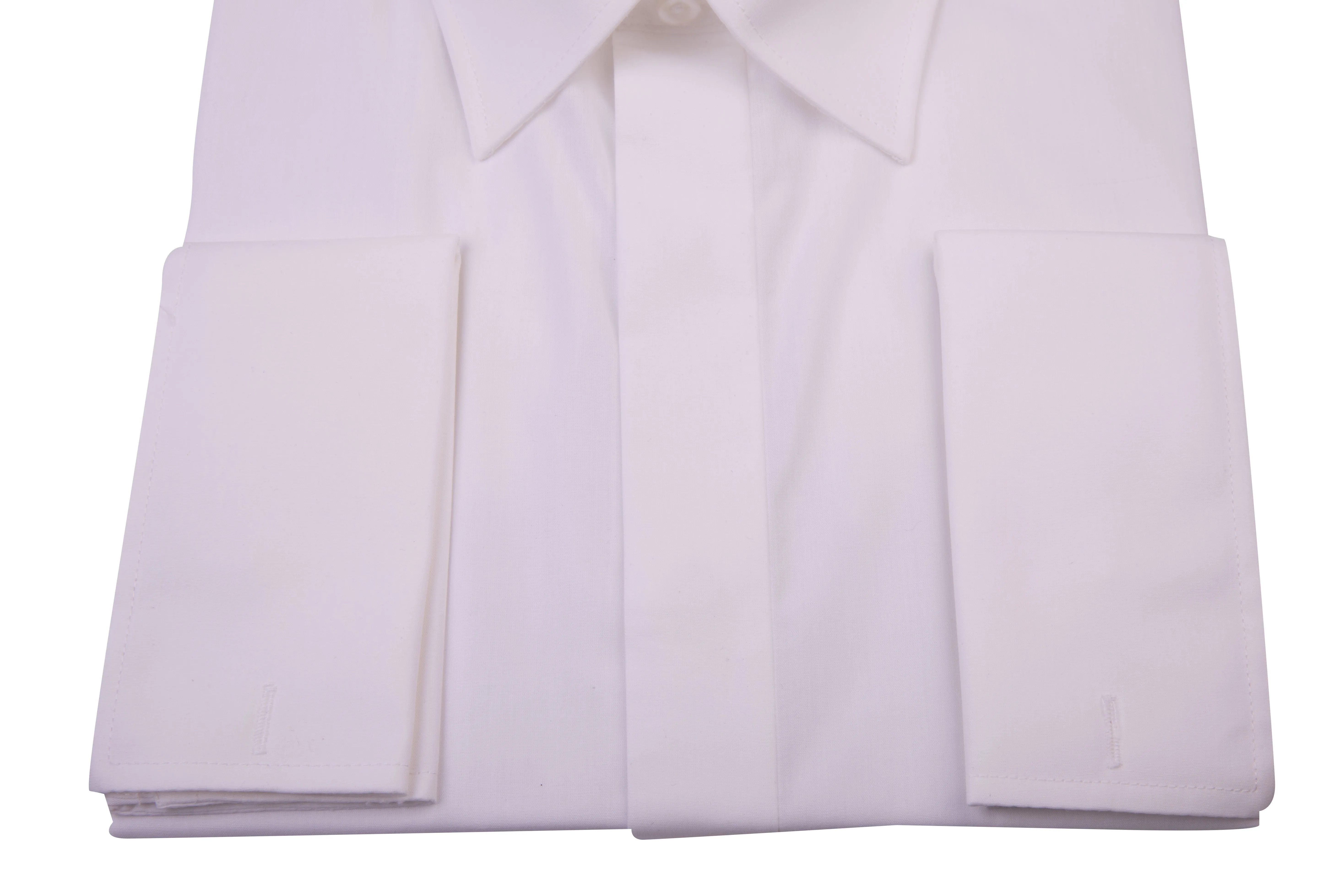 Men's Ivory Dress Shirt Double Cuff Covered Buttons