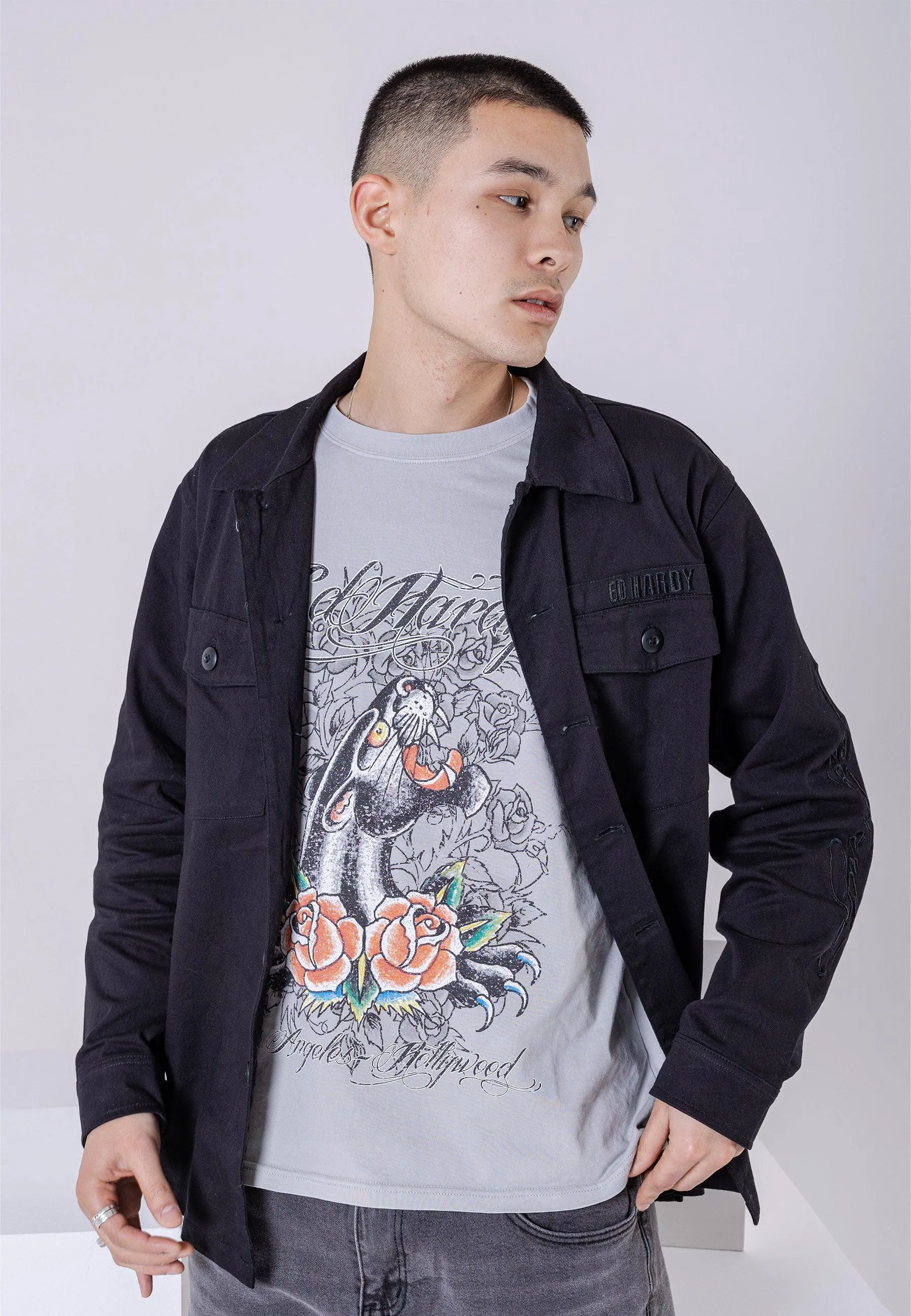 Mens Nu-Dragon Back Surplus Shirt - Black