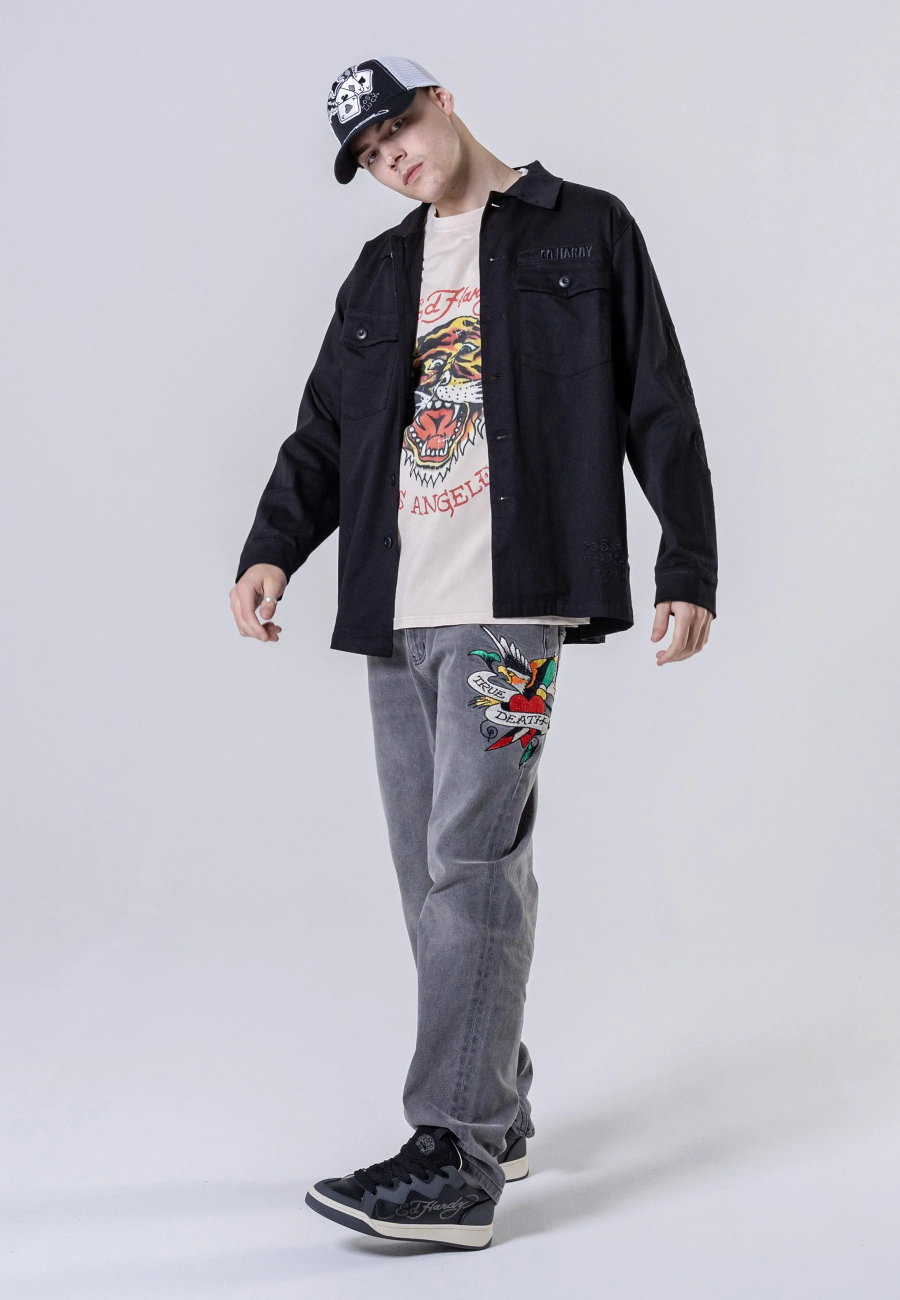 Mens Nu-Dragon Back Surplus Shirt - Black
