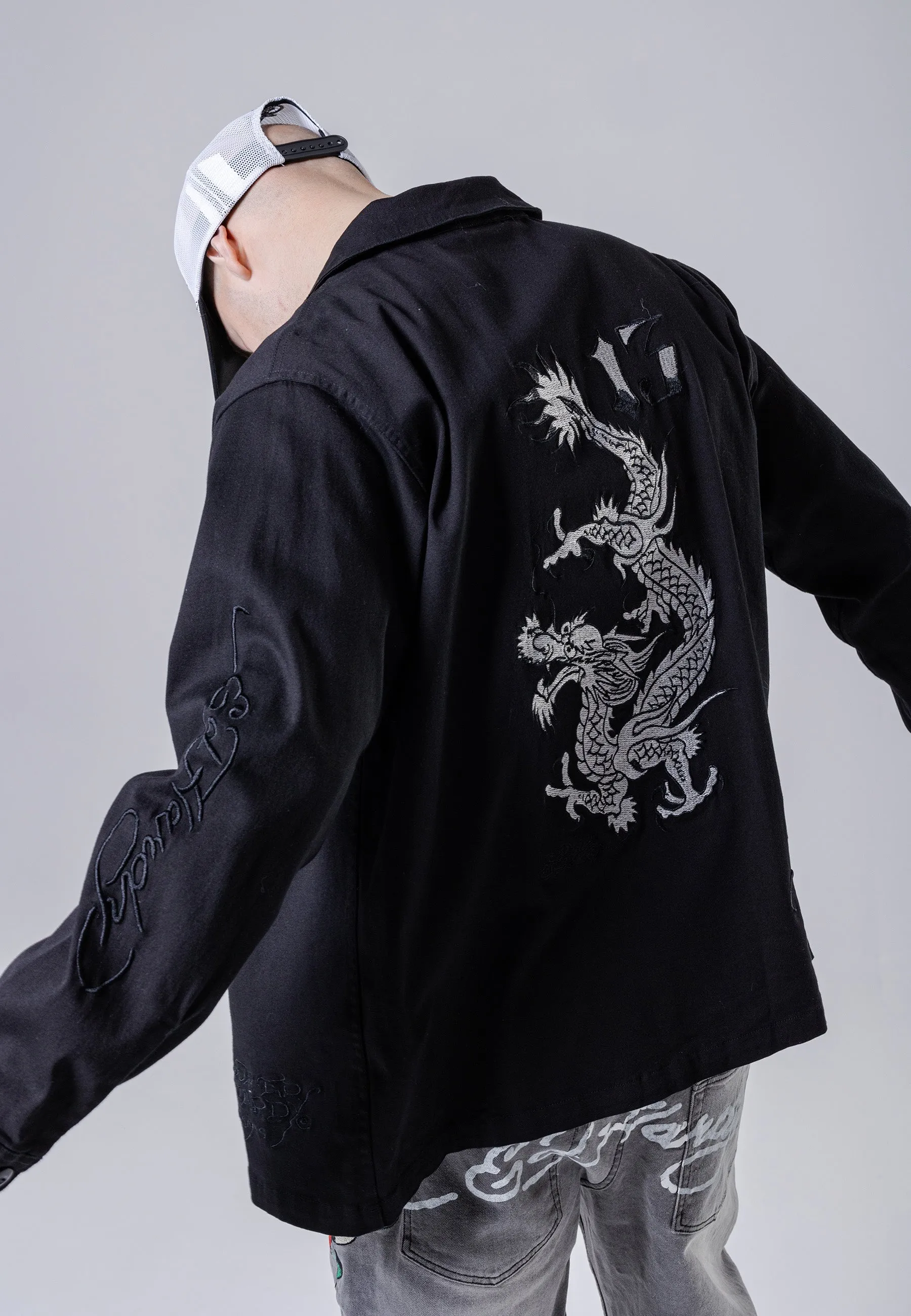 Mens Nu-Dragon Back Surplus Shirt - Black