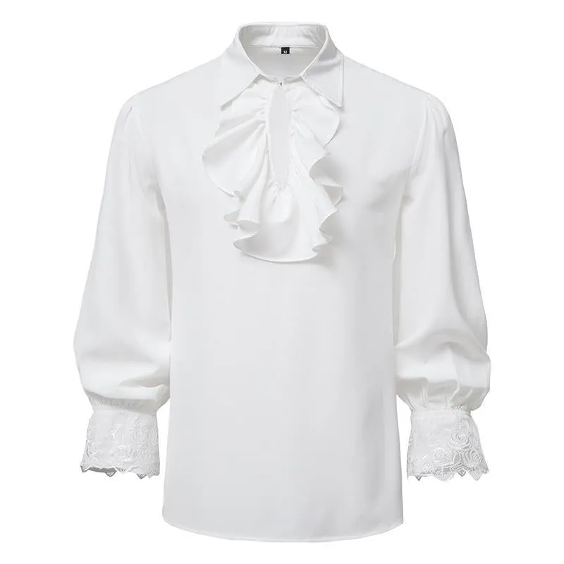 Mens Ruffled Pirate Victorian Renaissance Costume Shirt Cosplay Tops