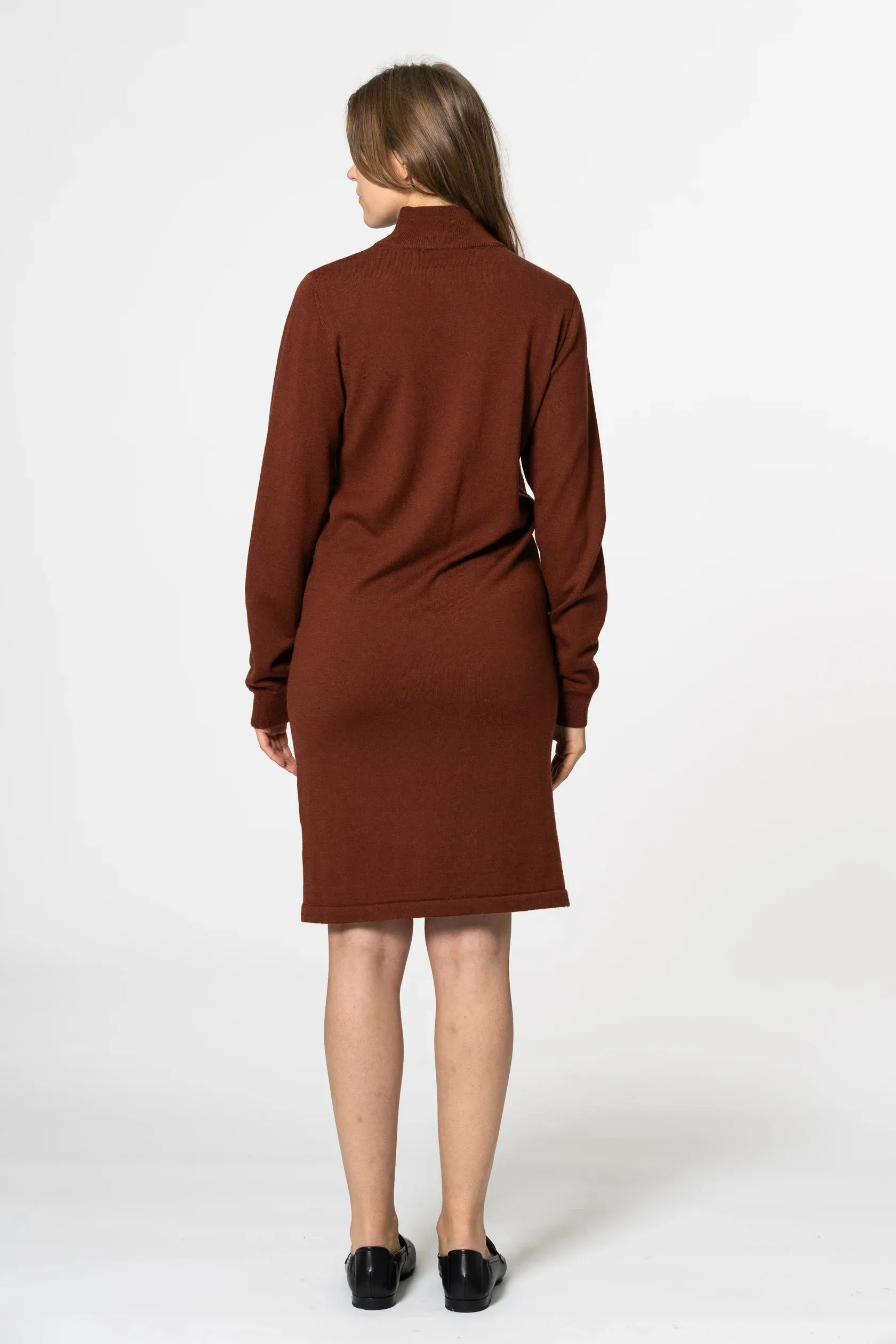 Merino Dress in Rust Red