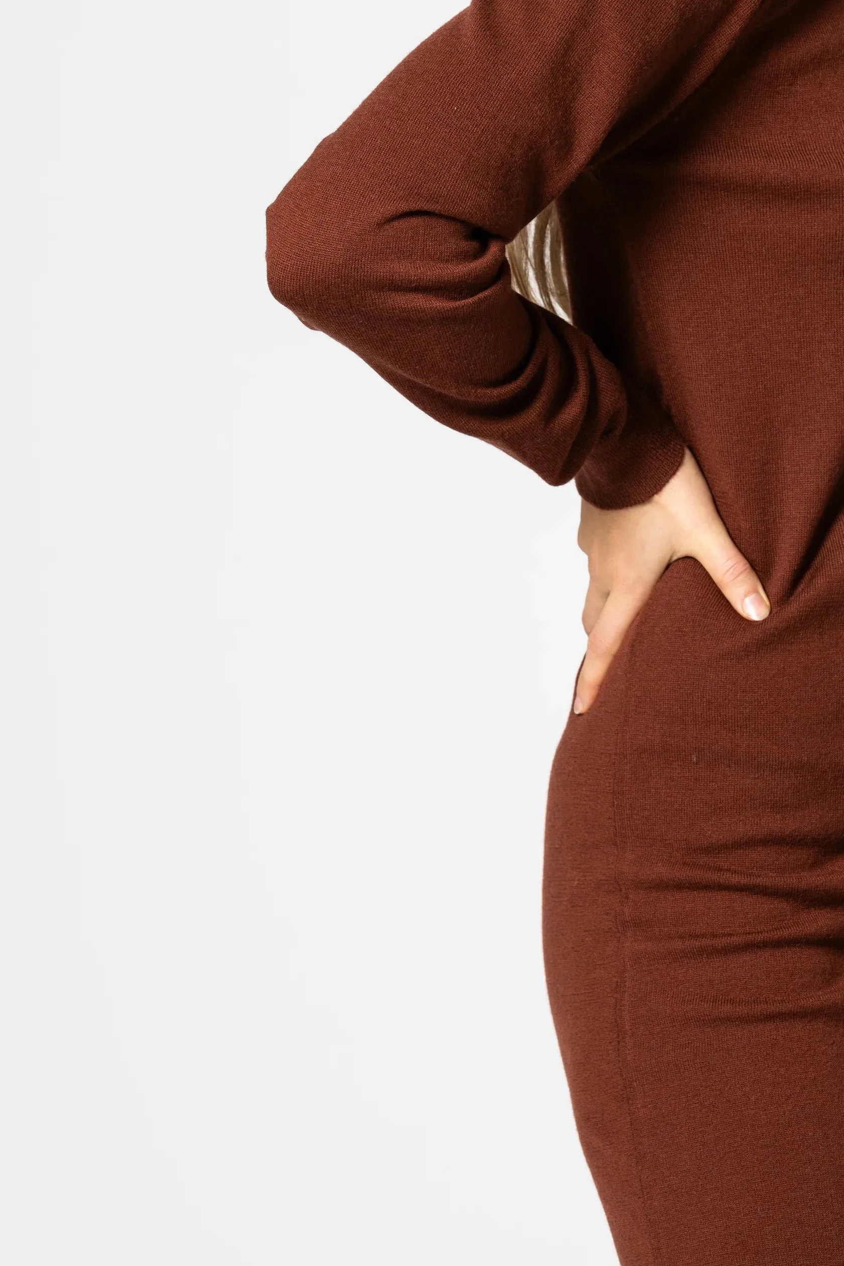 Merino Dress in Rust Red