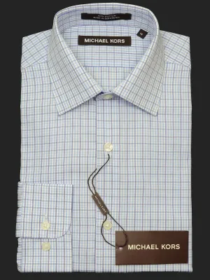 Michael Kors 18698 100% Cotton Boy's Dress Shirt - Check - Blue, Long Sleeve