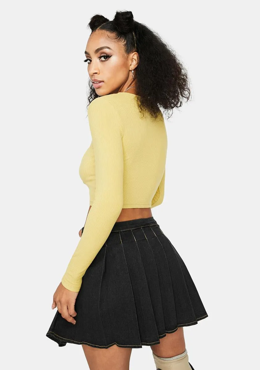 Midnight Daring Denim Pleated Skirt
