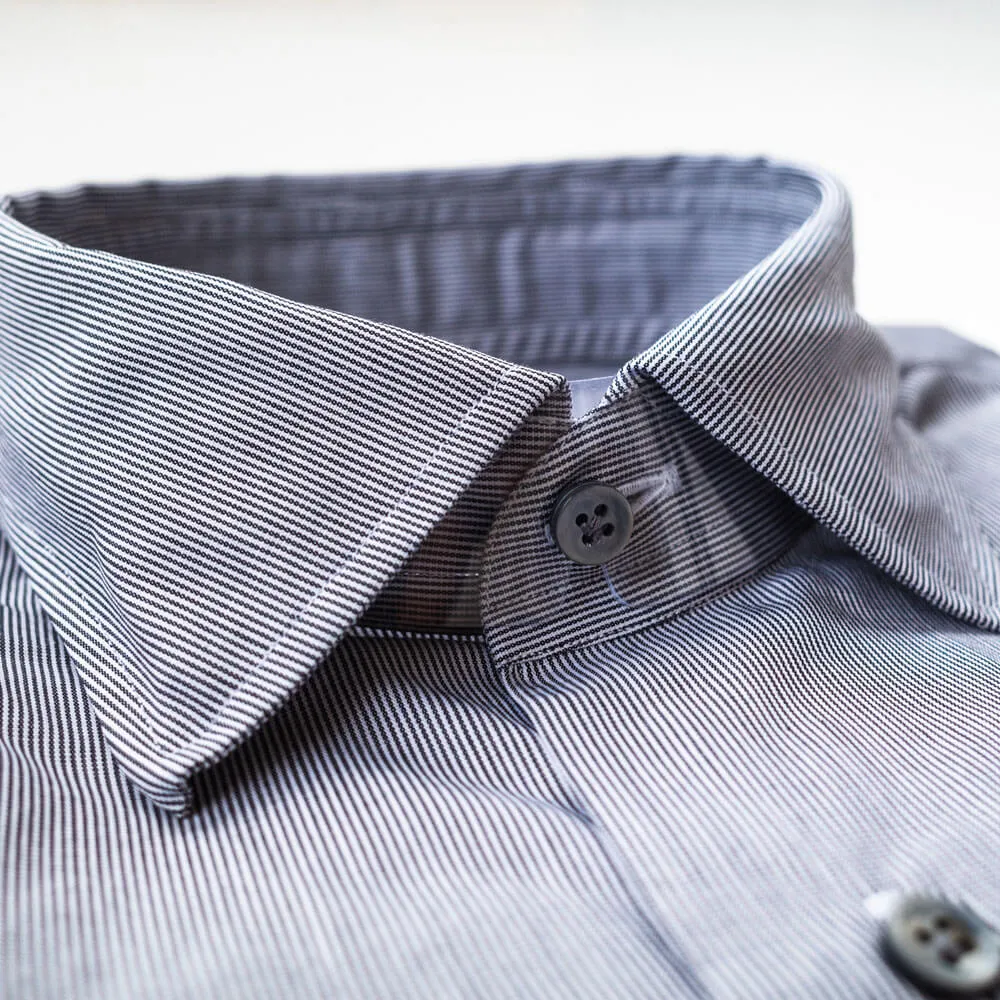 Mille Striped Cotton Dress Shirt - Charcoal