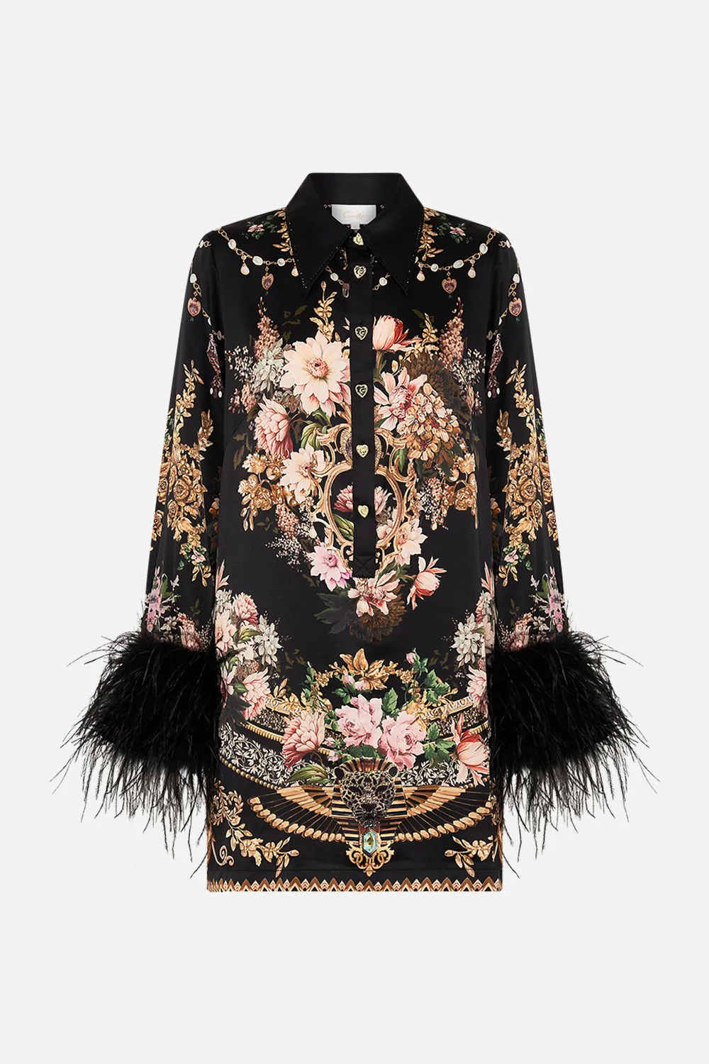 MINI SHIRT DRESS WITH FEATHERS DYNASTY DAZE