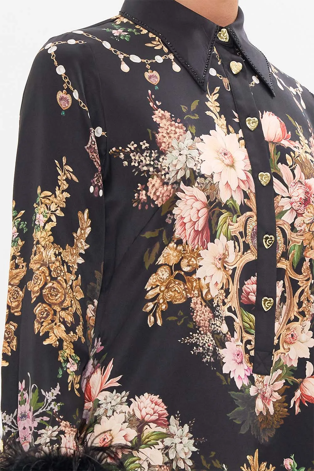 MINI SHIRT DRESS WITH FEATHERS DYNASTY DAZE