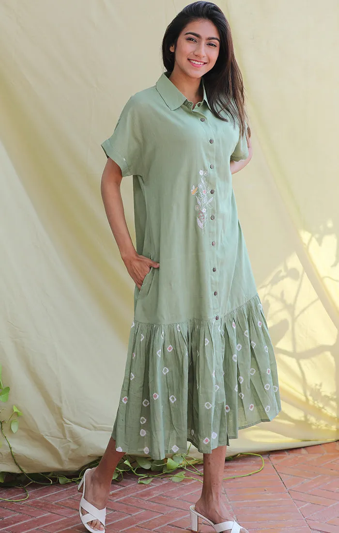 Mint Green Shirt Dress - Bandej