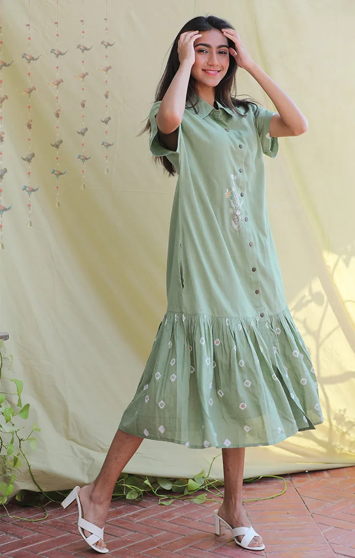 Mint Green Shirt Dress - Bandej