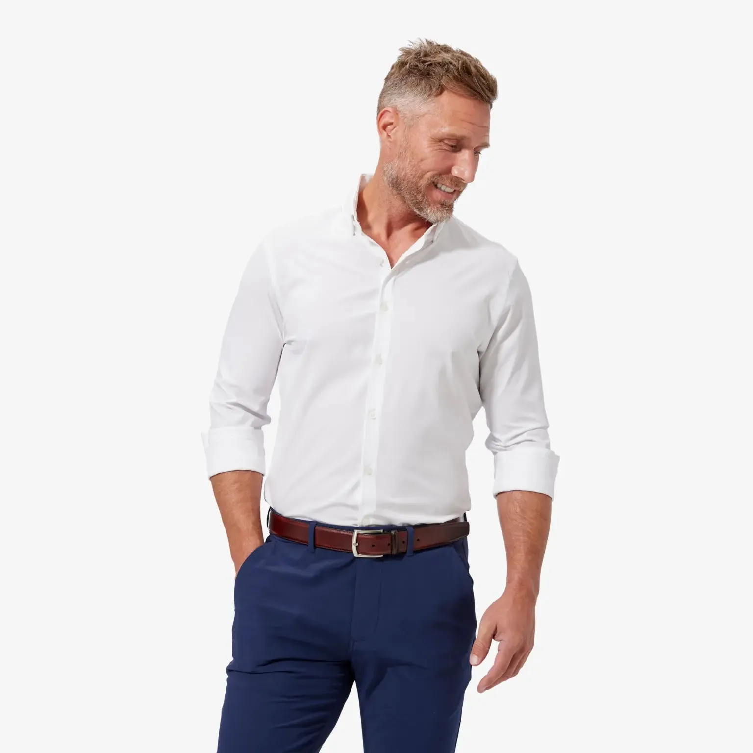 Mizzen Main Leeward Dress Shirt in Solid White