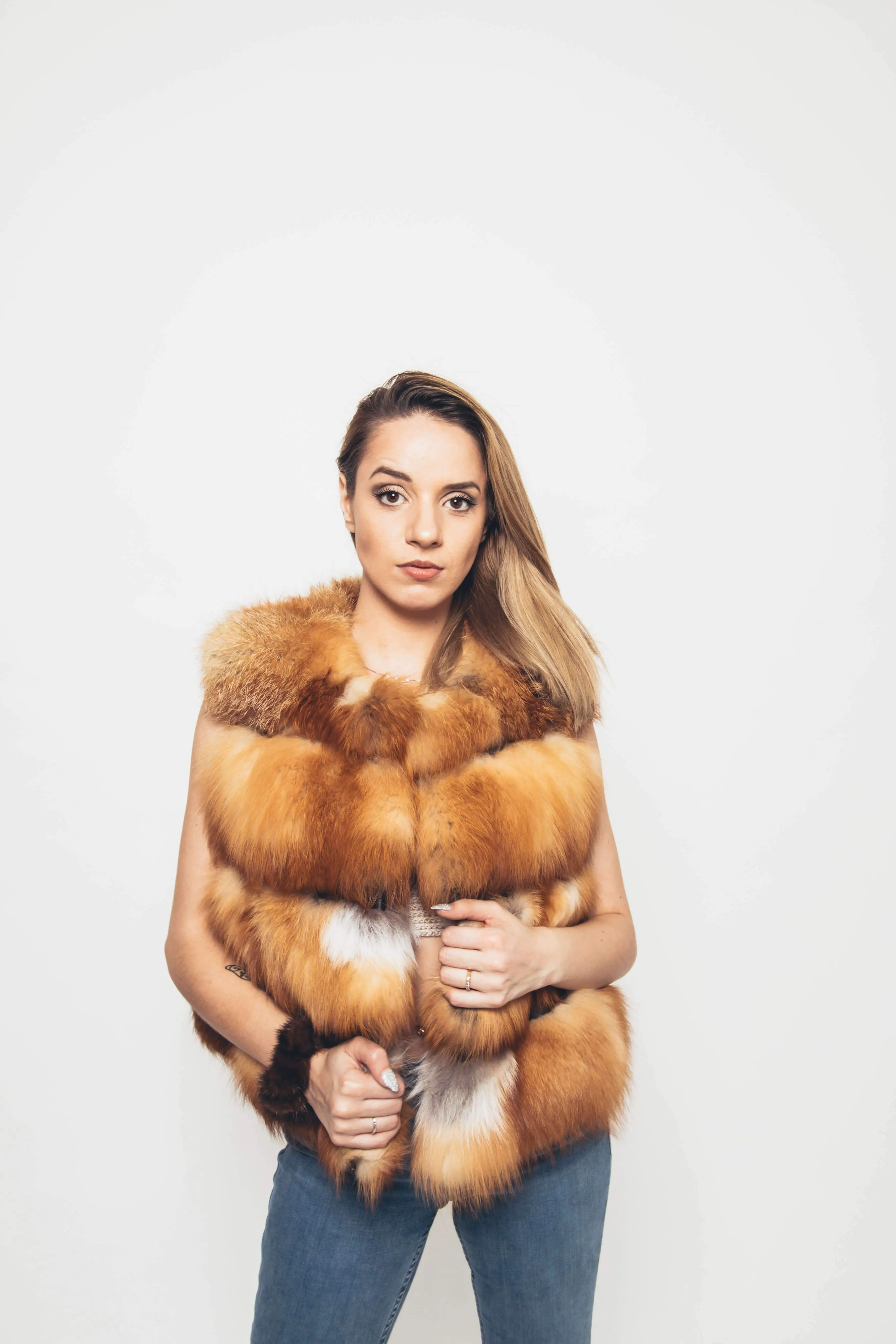 Natural Red Fox Fur Vest