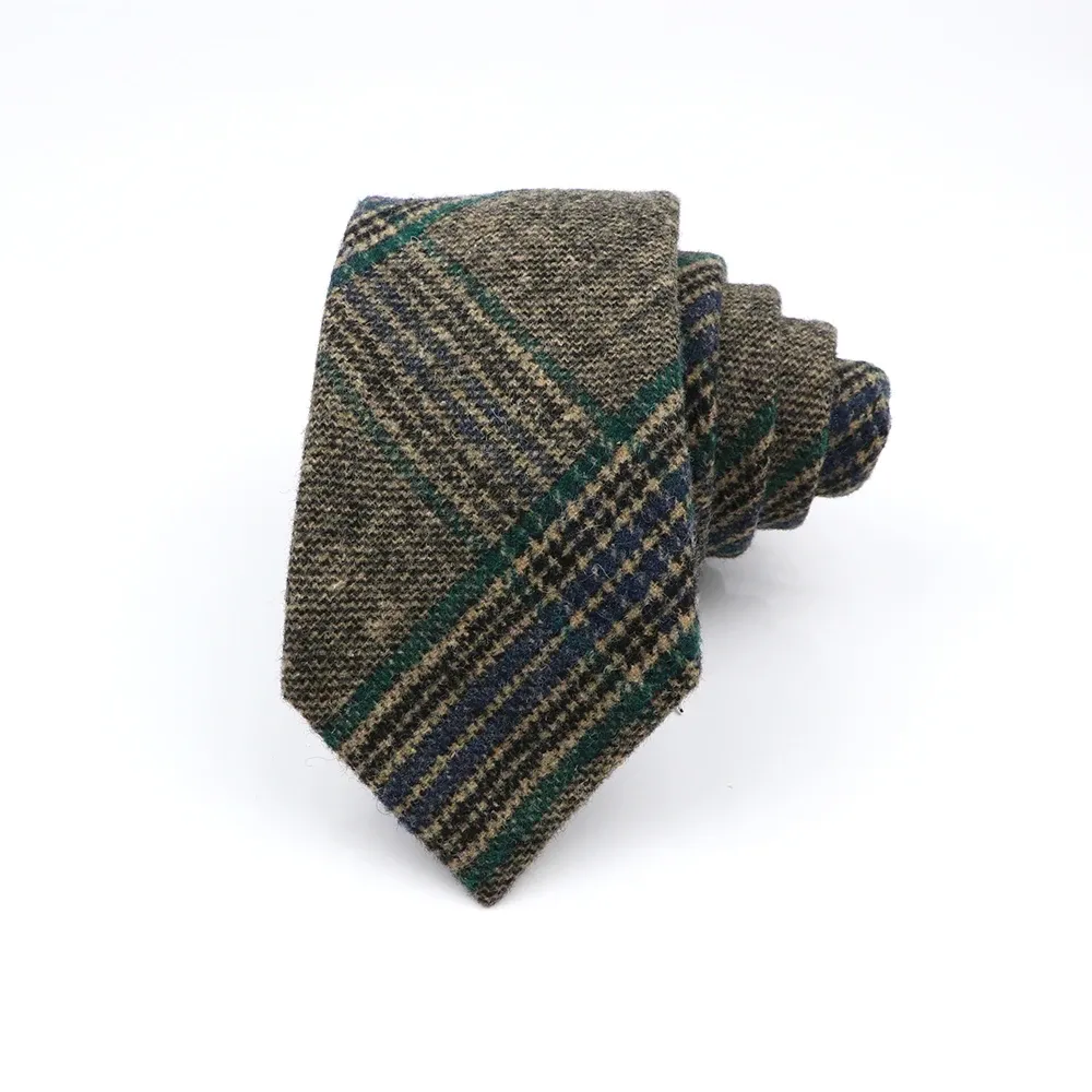 Naugatuck Woolen Plaid Tie, Grey / Blue / Green