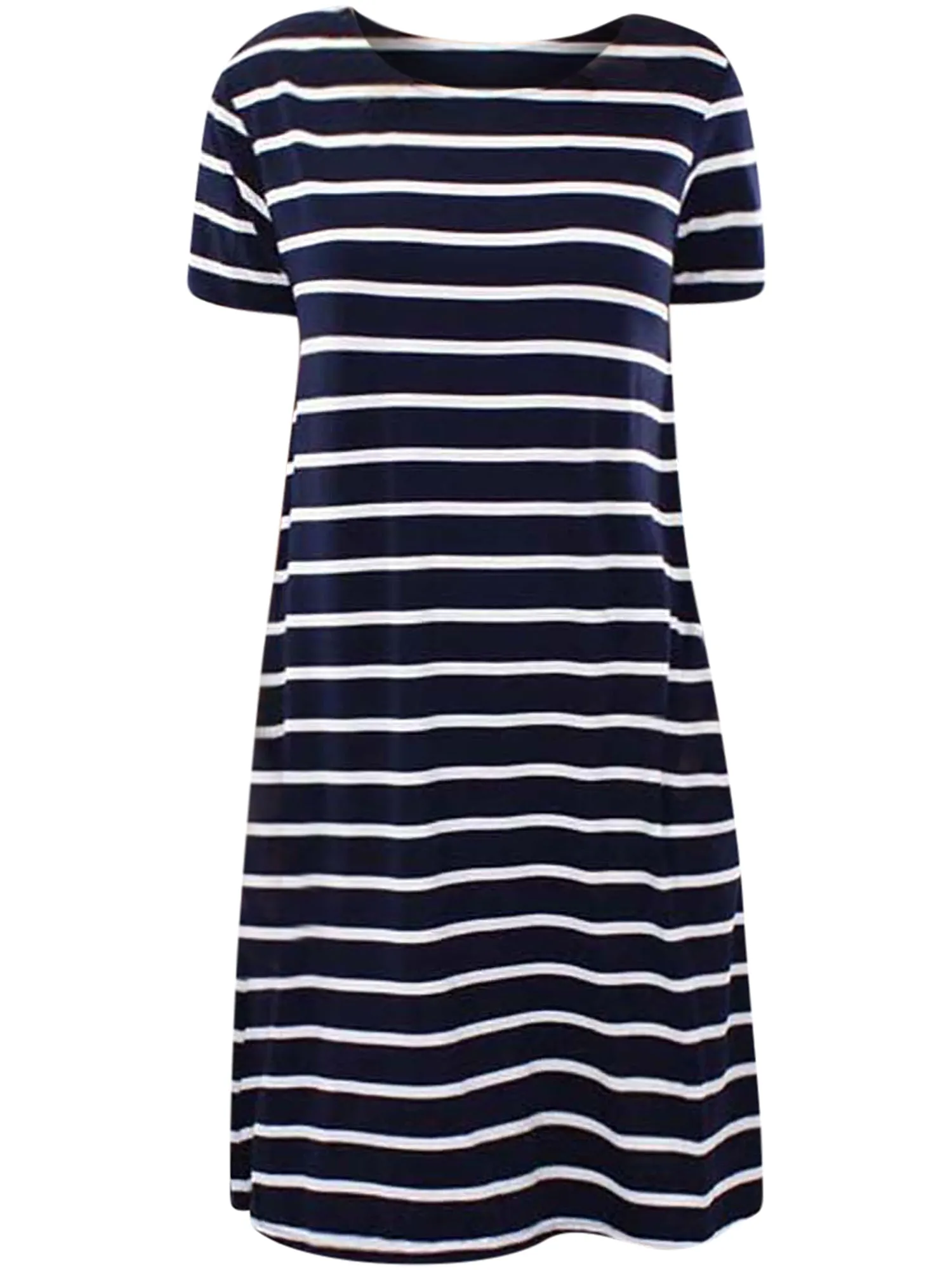 Navy & White Short Sleeve Midi T-Shirt Dress Size Small