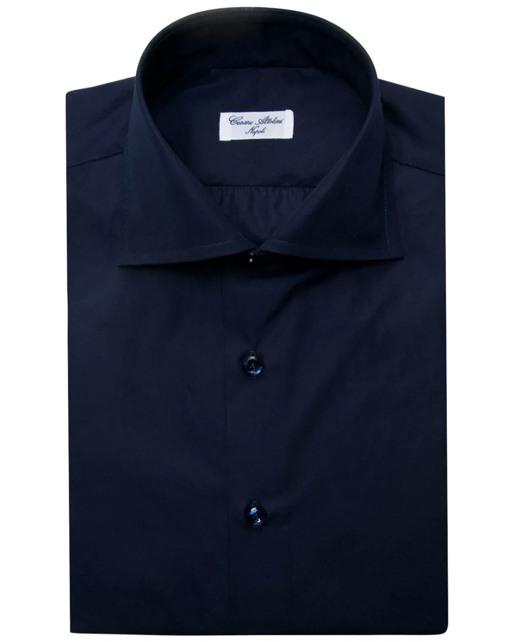 Navy Cotton Poplin Dress Shirt