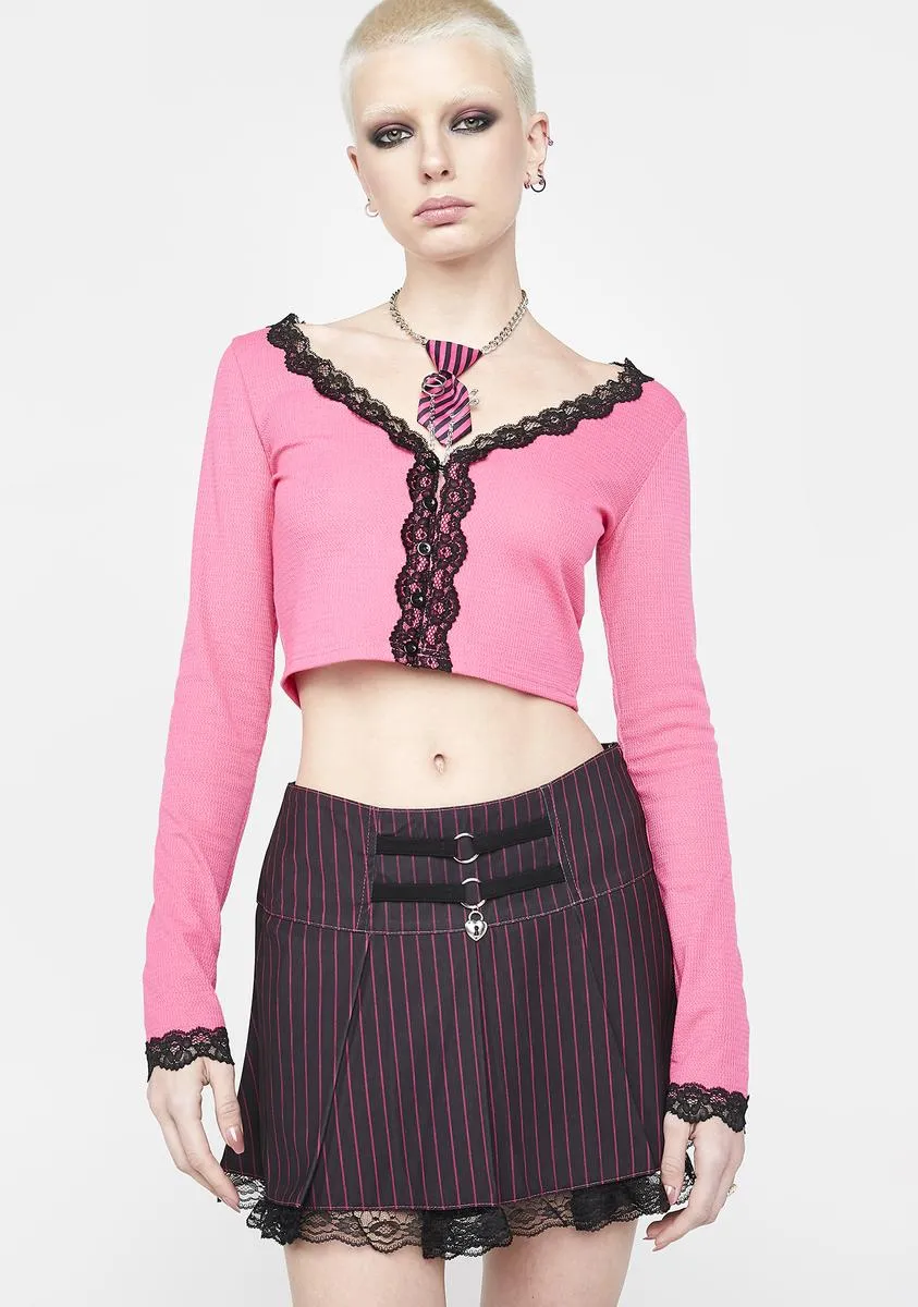 Never Grow Up Pinstripe Pleated Skirt