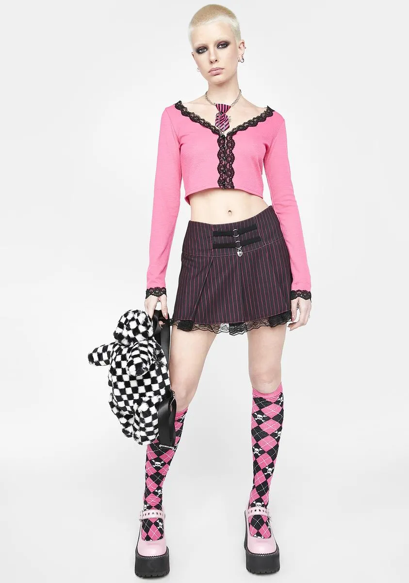 Never Grow Up Pinstripe Pleated Skirt
