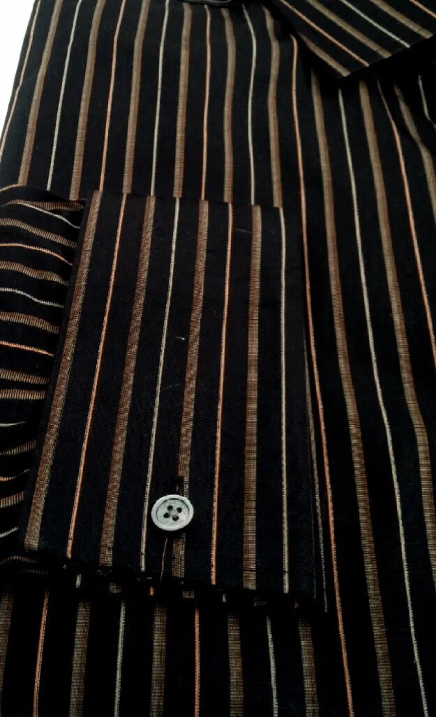 New- Banana Republic Brown Stripe,100% Cotton,Fashion Shirt- size L (16-16.5)