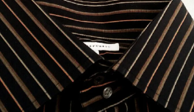 New- Banana Republic Brown Stripe,100% Cotton,Fashion Shirt- size L (16-16.5)