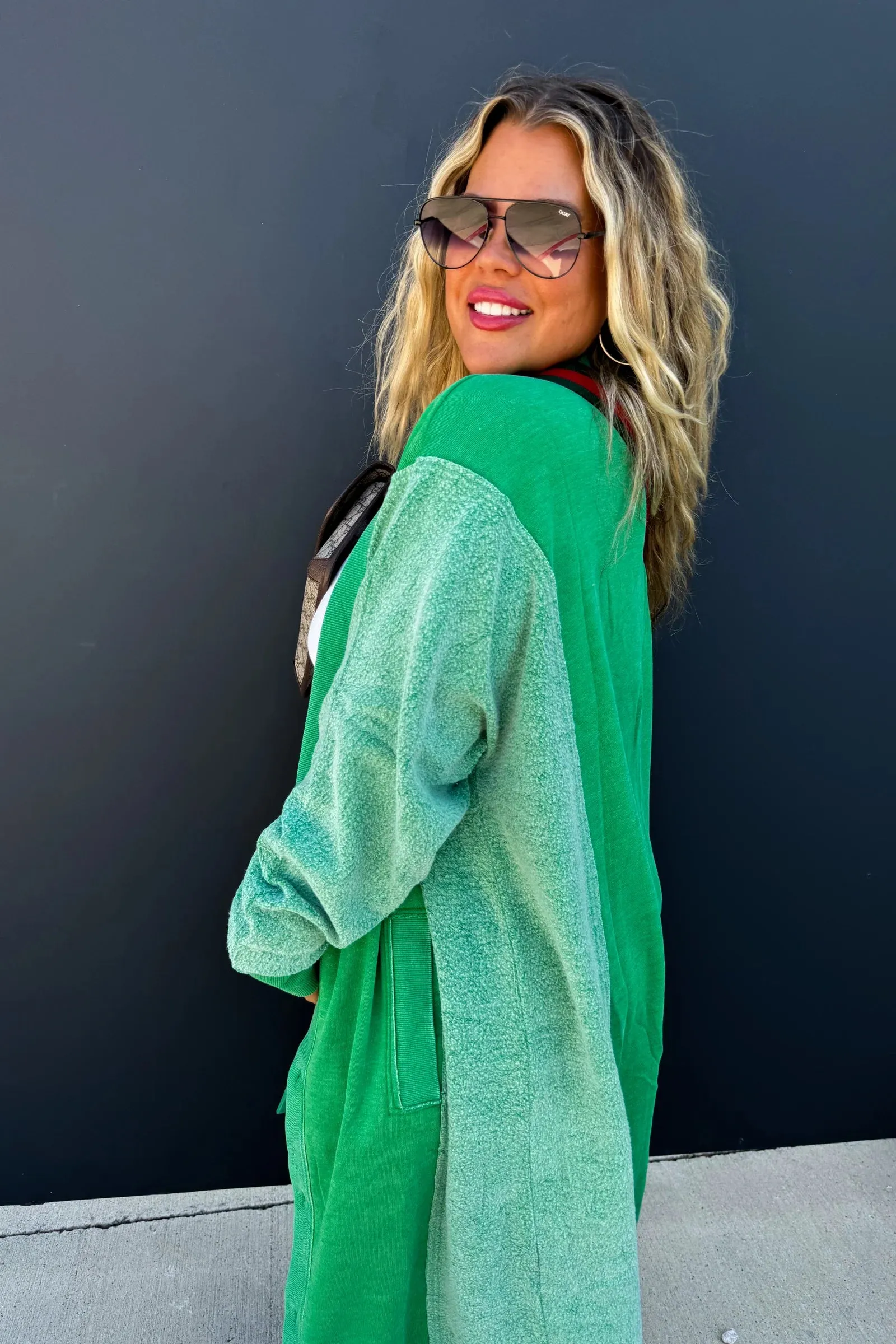 New Desire Sweatshirt Cardigan - Green