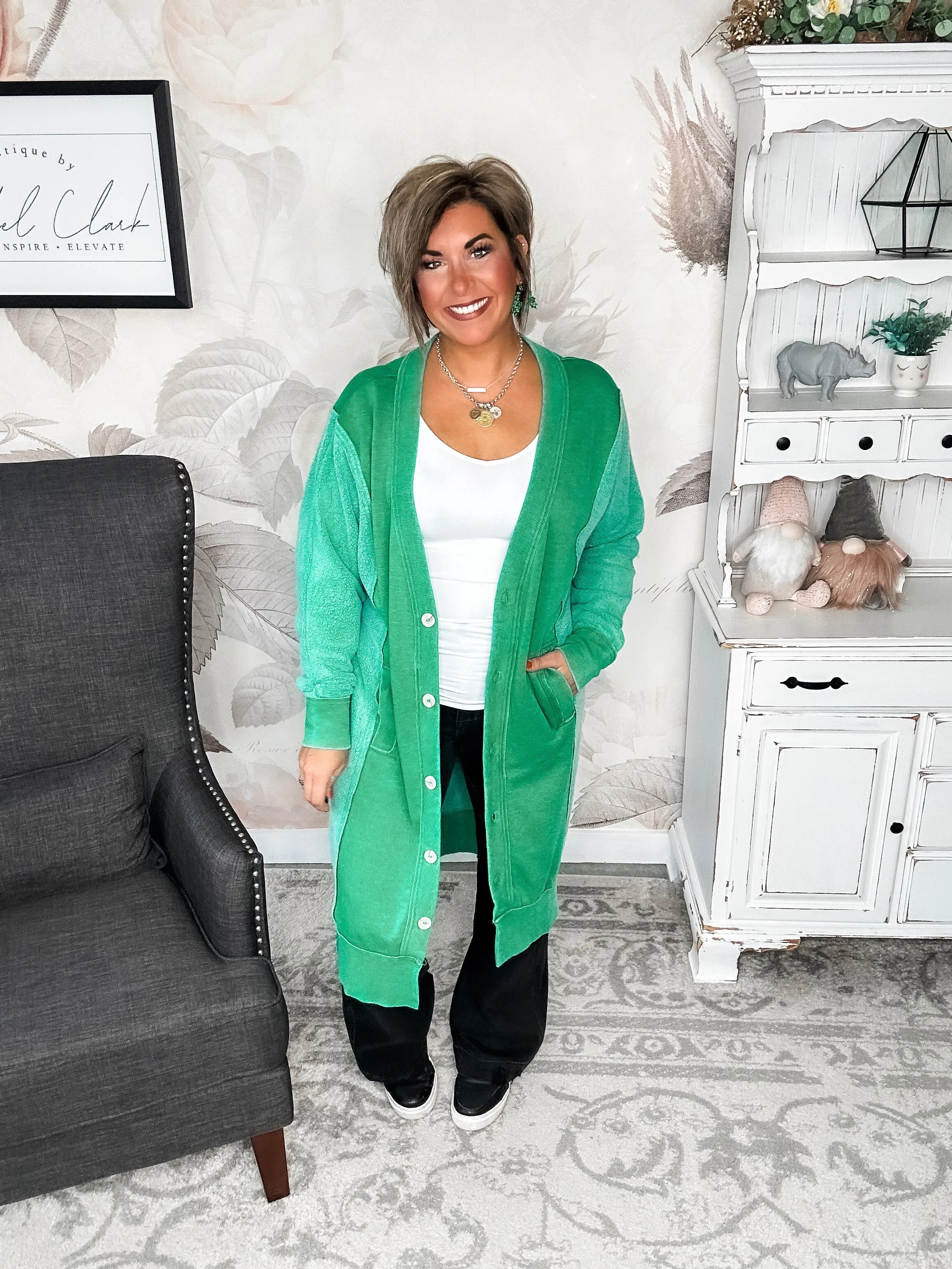 New Desire Sweatshirt Cardigan - Green