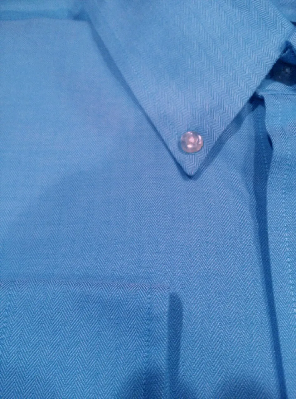 New- Forsyth of Canada Teal Blue Herringbone BD Cotton Dress Shirt- size L