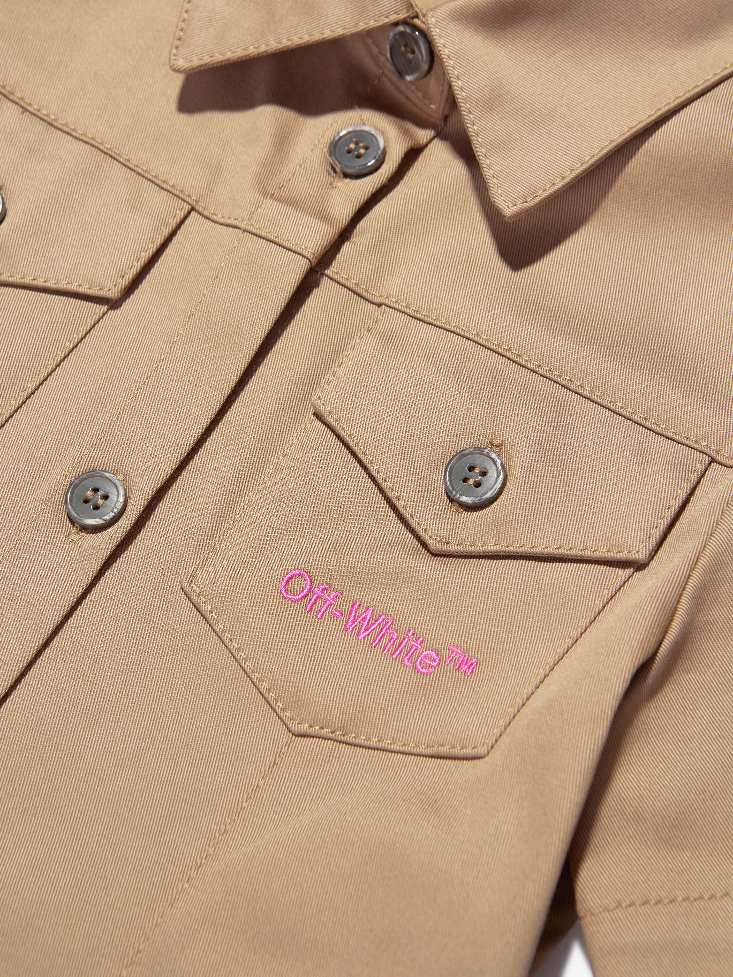 Off-White Girls Helvetica Arrow Shirt Dress in Beige
