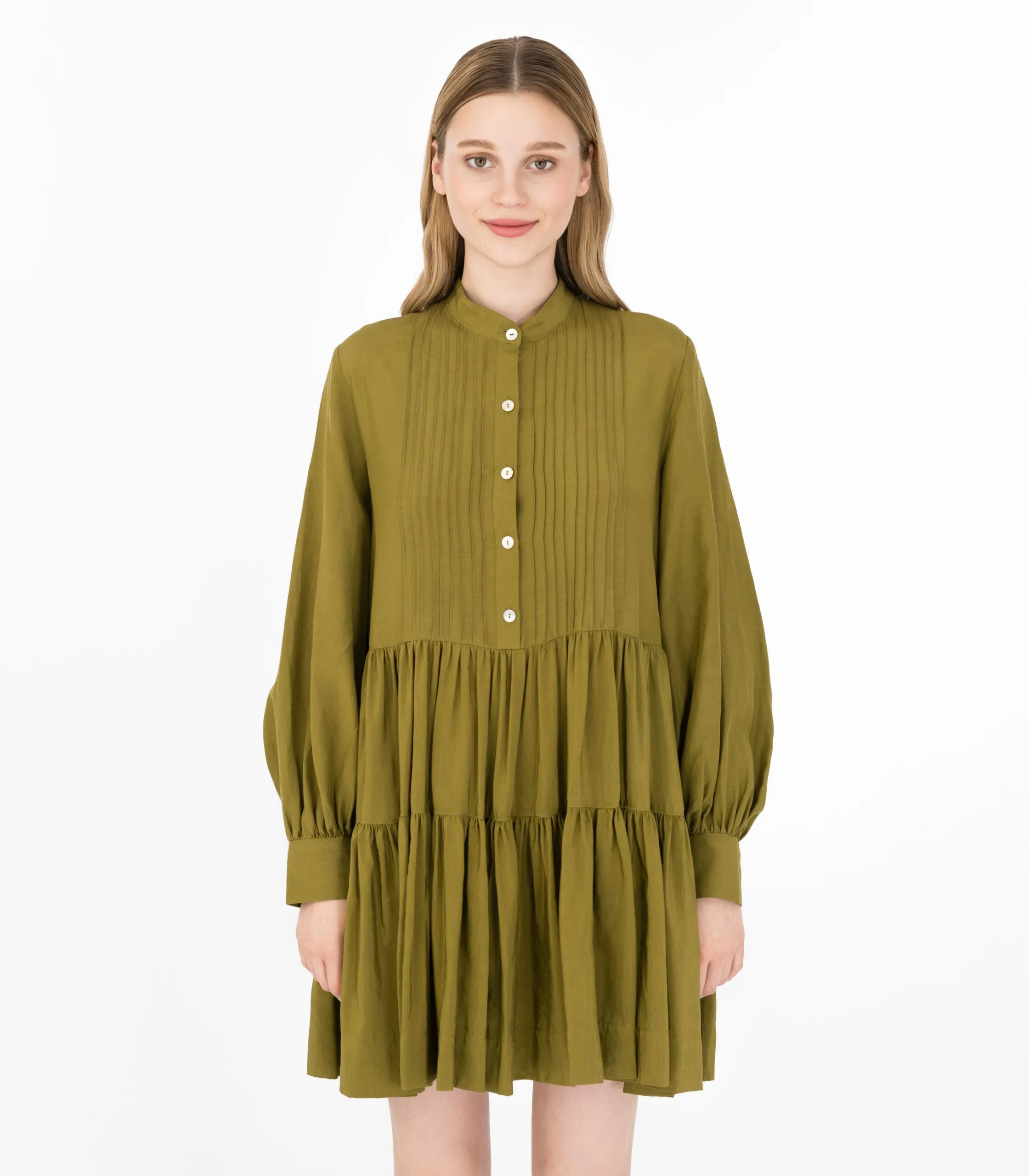 Olive Shirt Dress Green