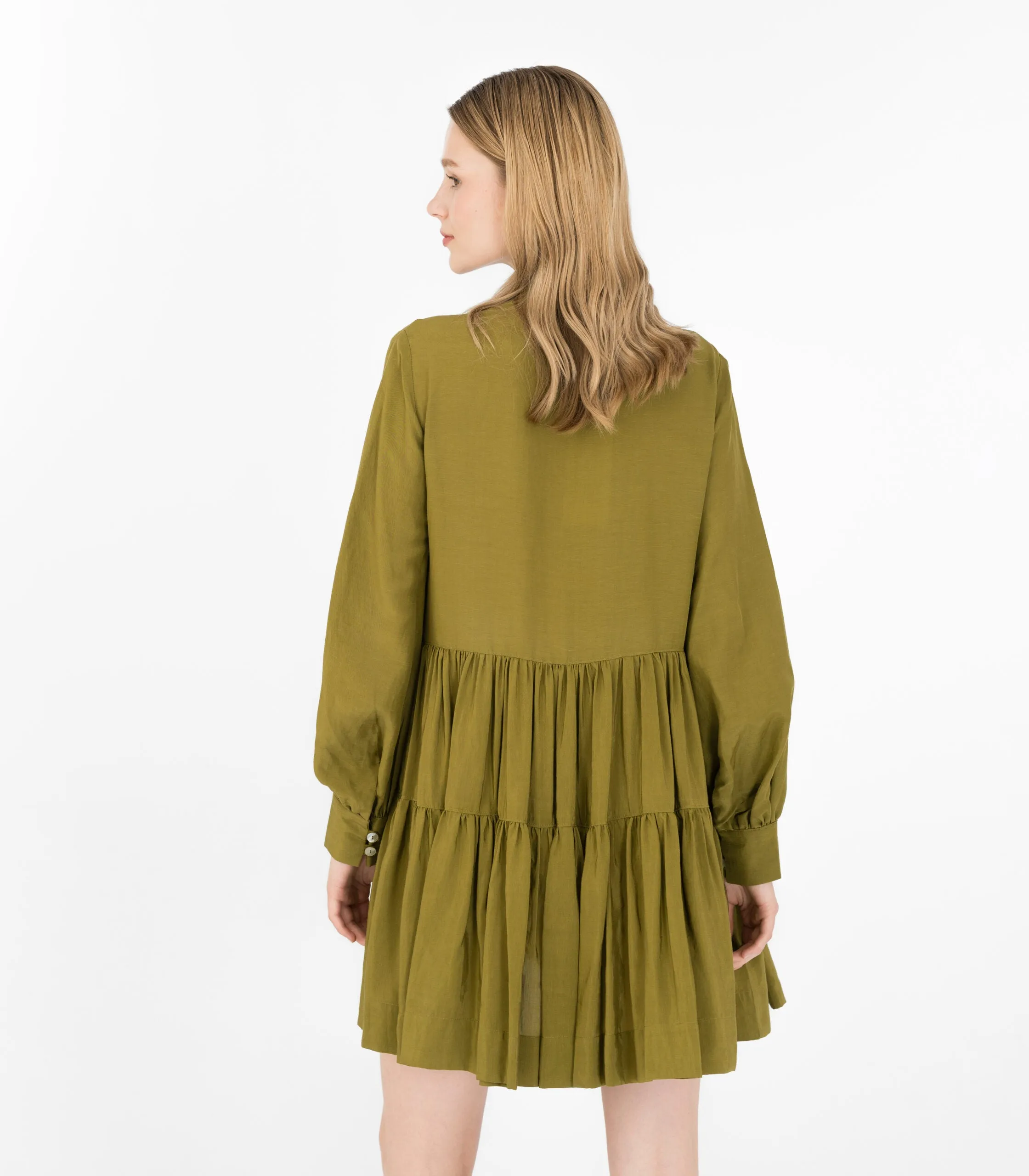 Olive Shirt Dress Green