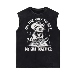 On The Way To Get Raccoon and Turtle Vintage Washed Vest Top