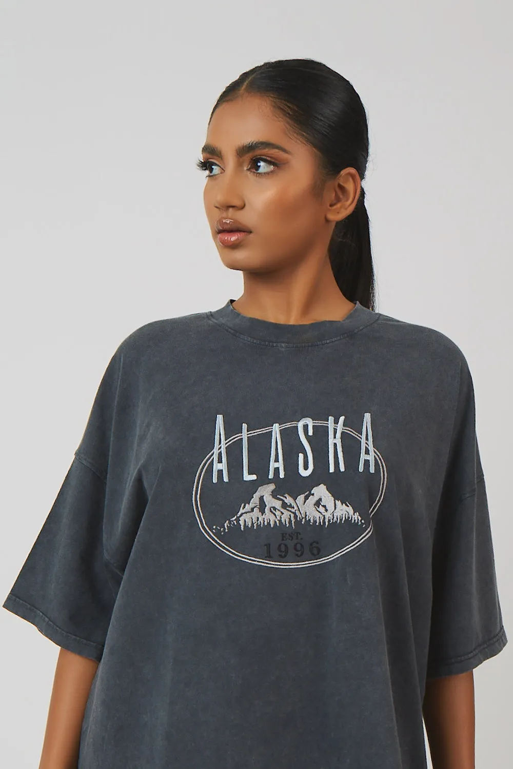 Oversize Graphic T-Shirt Dress Acid Wash