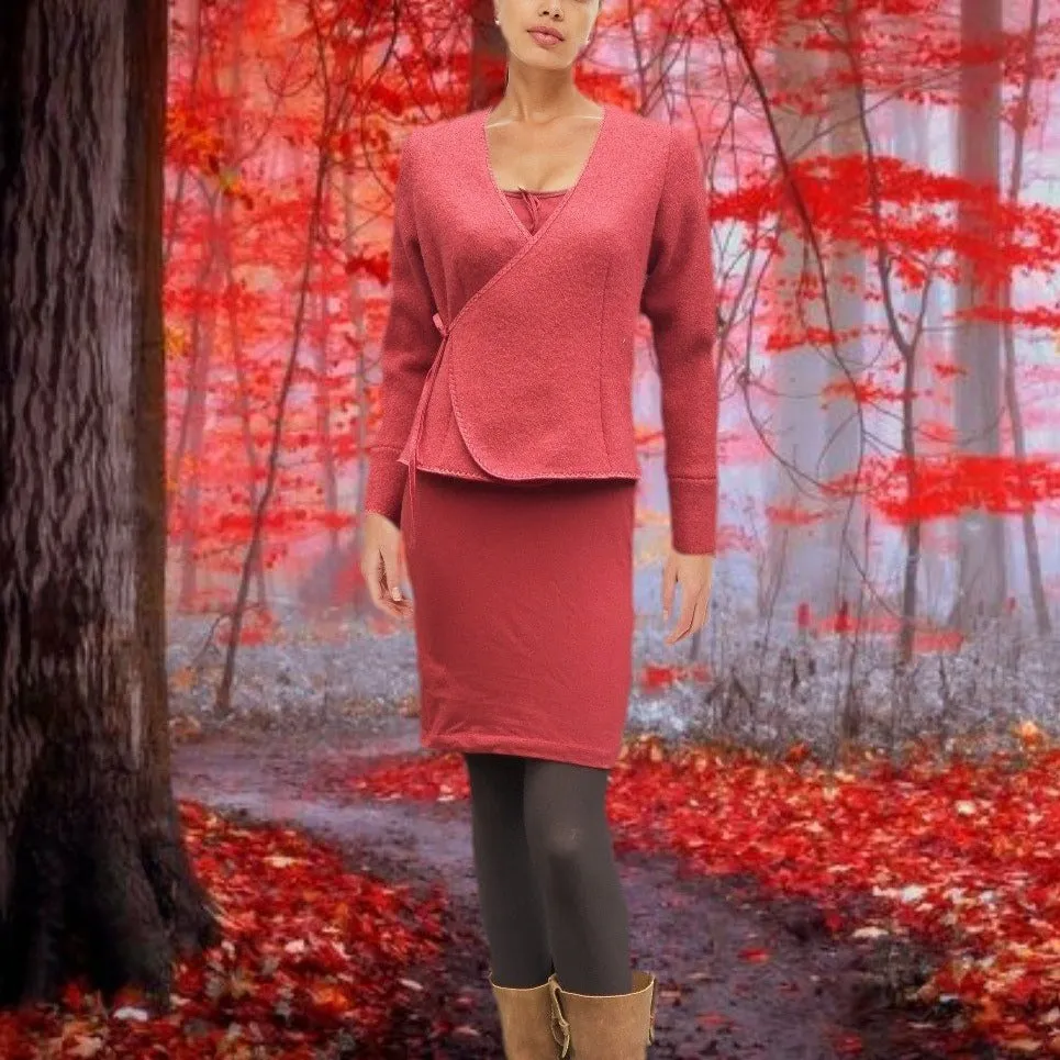 overslag vest van gekookte wol, boiled wool wrap cardigan