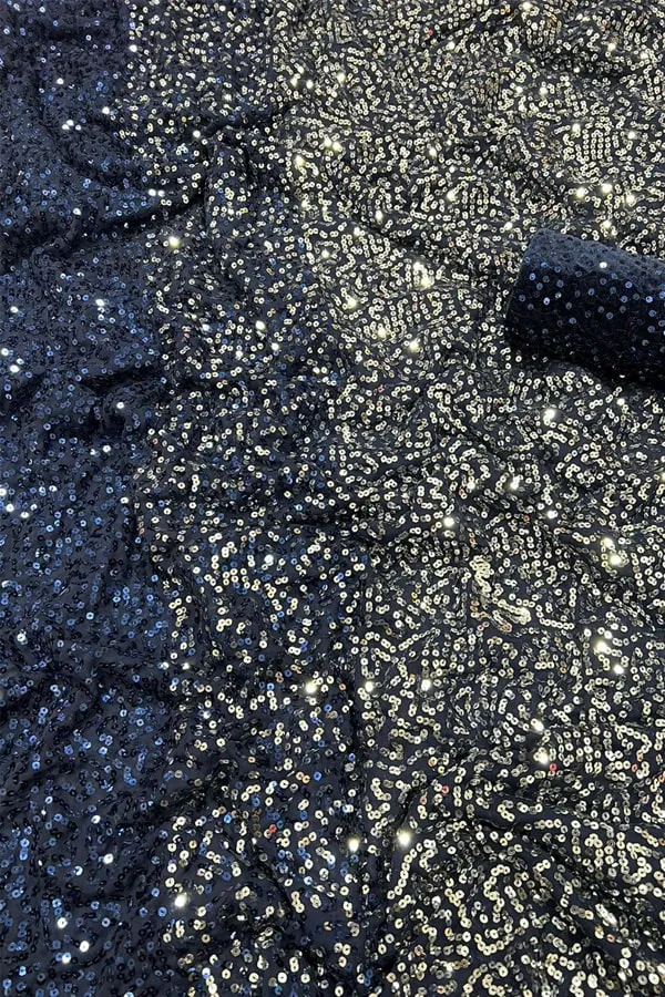 Party Wear Navy Blue Sequin Saree
