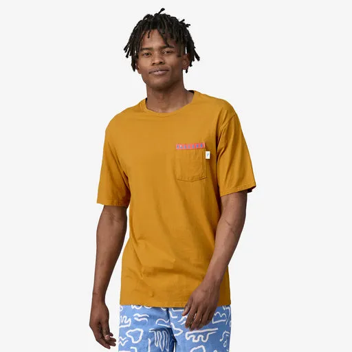 Patagonia Water People Organic Pocket T-Shirt - WATER PEOPLE GATOR: PUFFERFISH GOLD