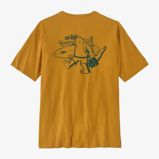 Patagonia Water People Organic Pocket T-Shirt - WATER PEOPLE GATOR: PUFFERFISH GOLD