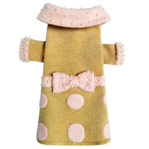 Pearl Polka Dot Bow Sweater Dress