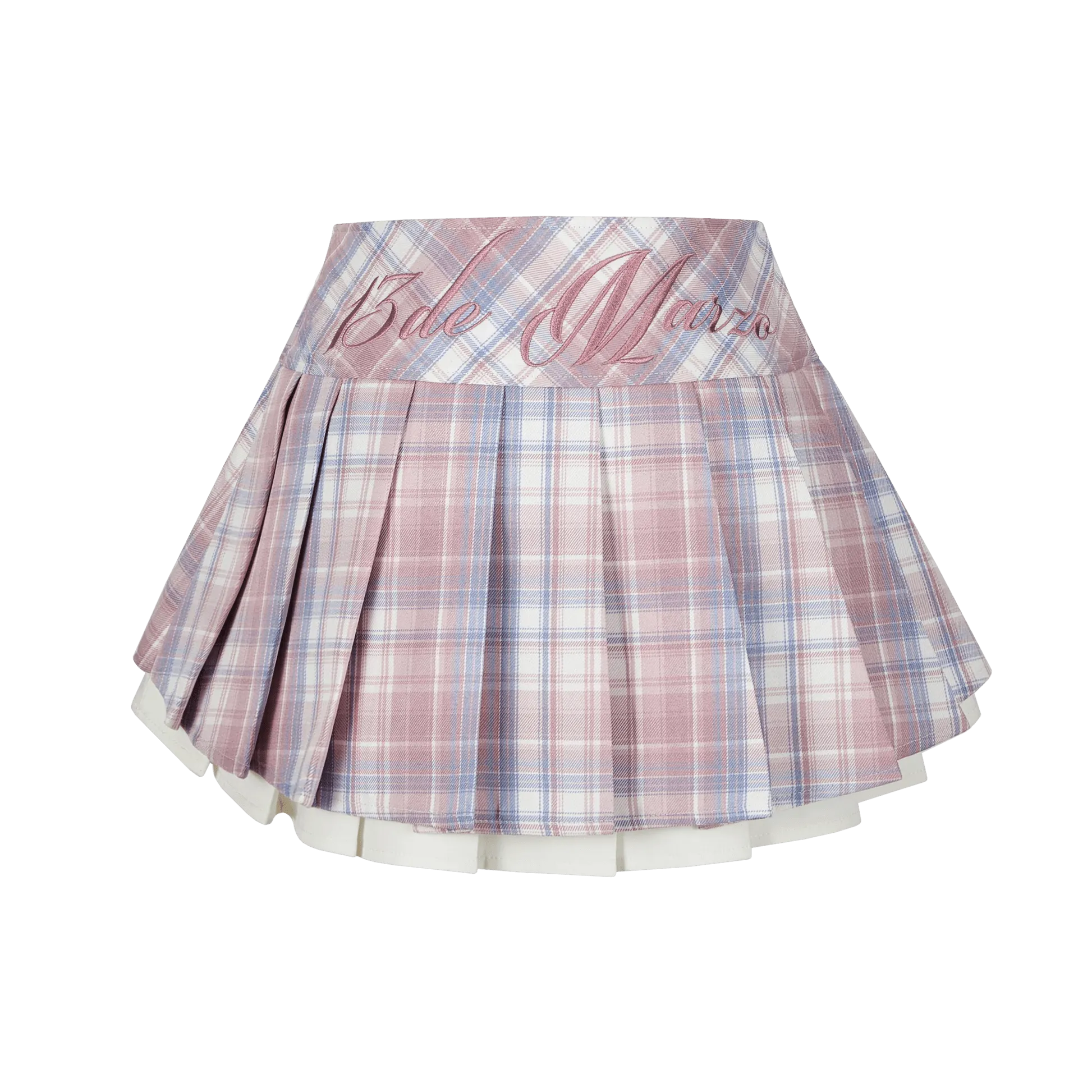 Plaid Low Waist Pleated Skirt in Pink
