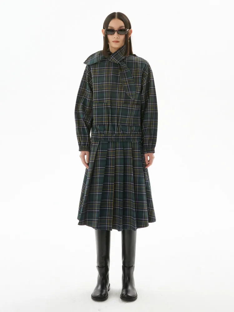 Plaid Pocket Top & Pleated Skirt