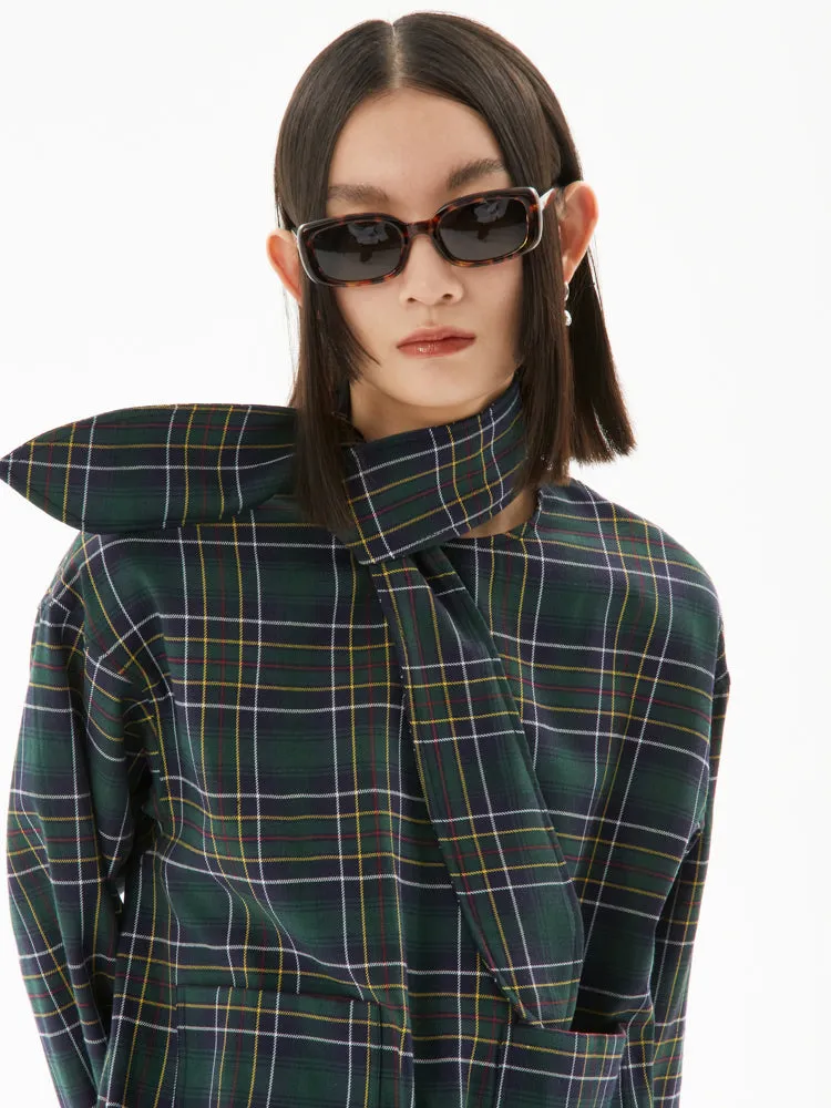 Plaid Pocket Top & Pleated Skirt