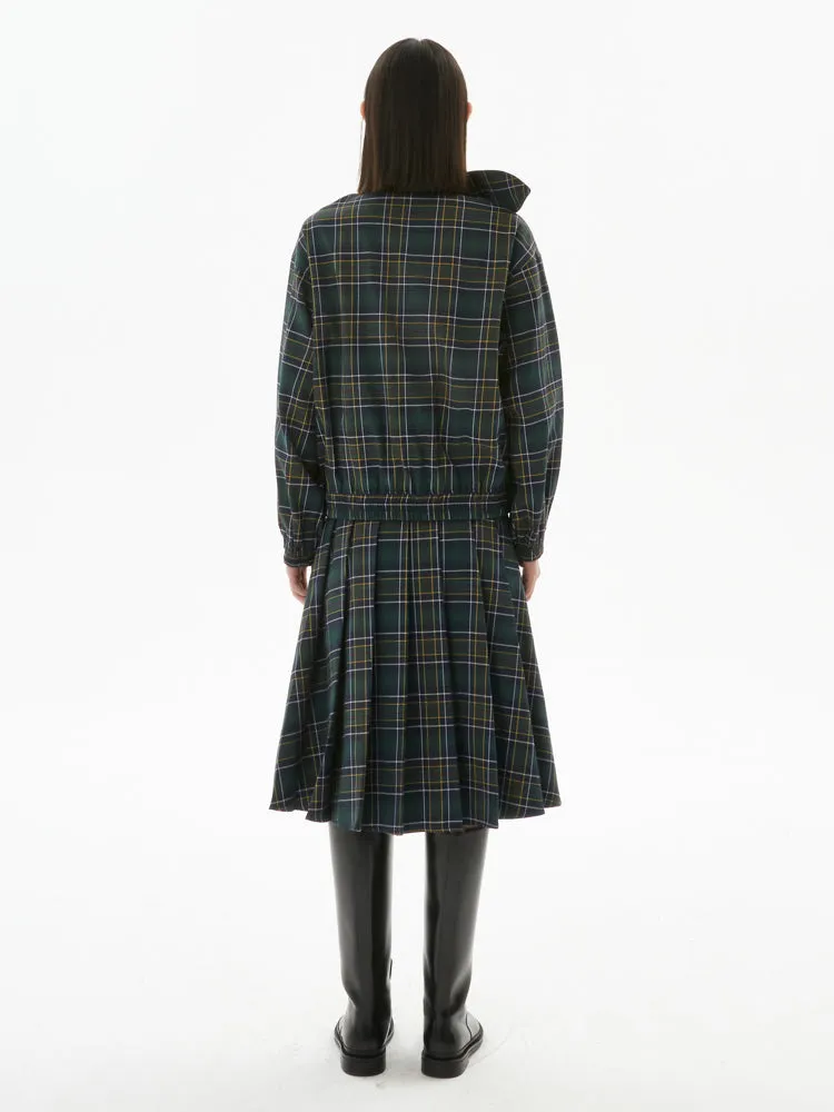 Plaid Pocket Top & Pleated Skirt