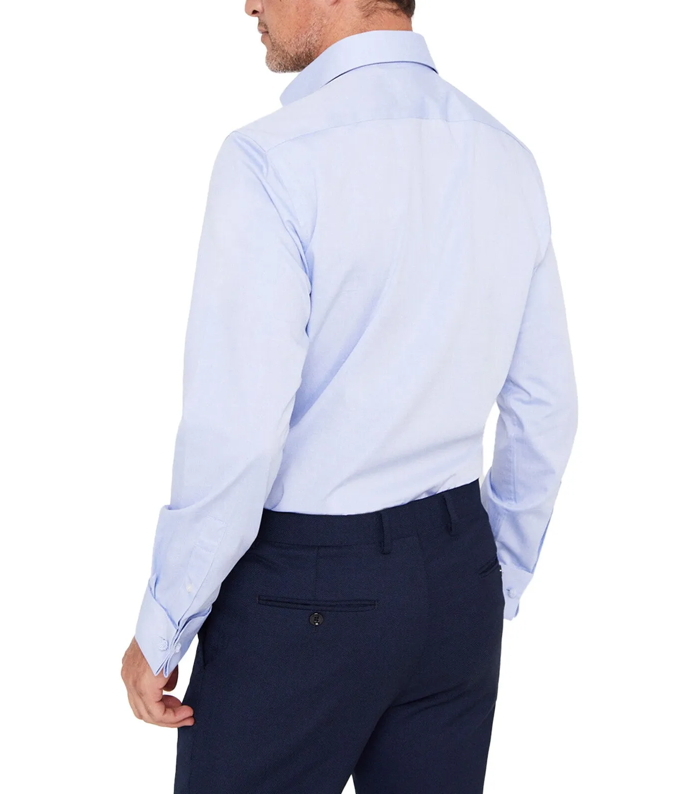 Plain Ottoman Dress Shirt Blue