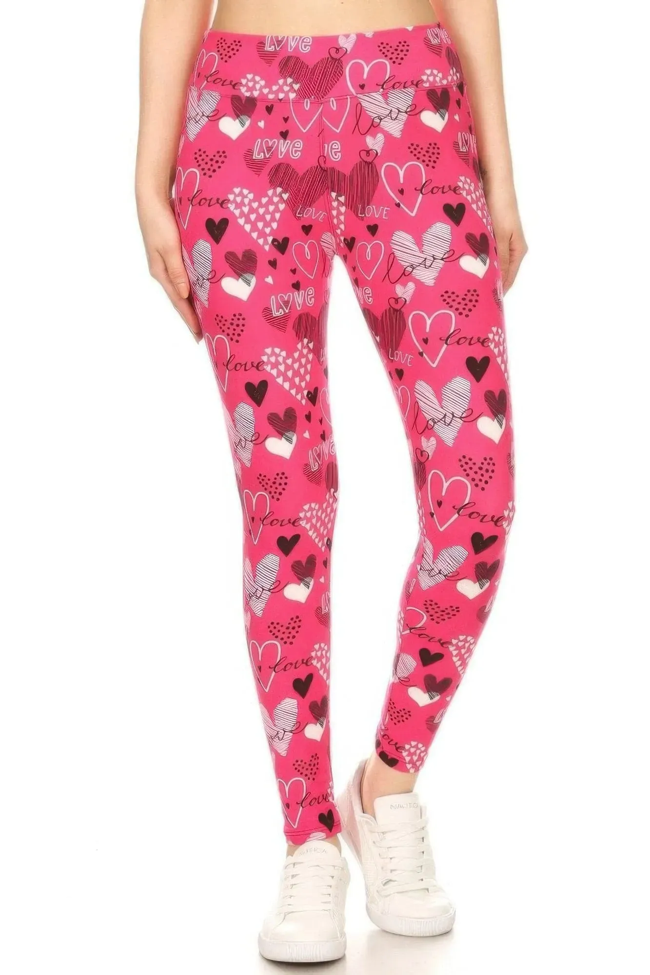 Playful Heart Pattern High-Waisted Leggings