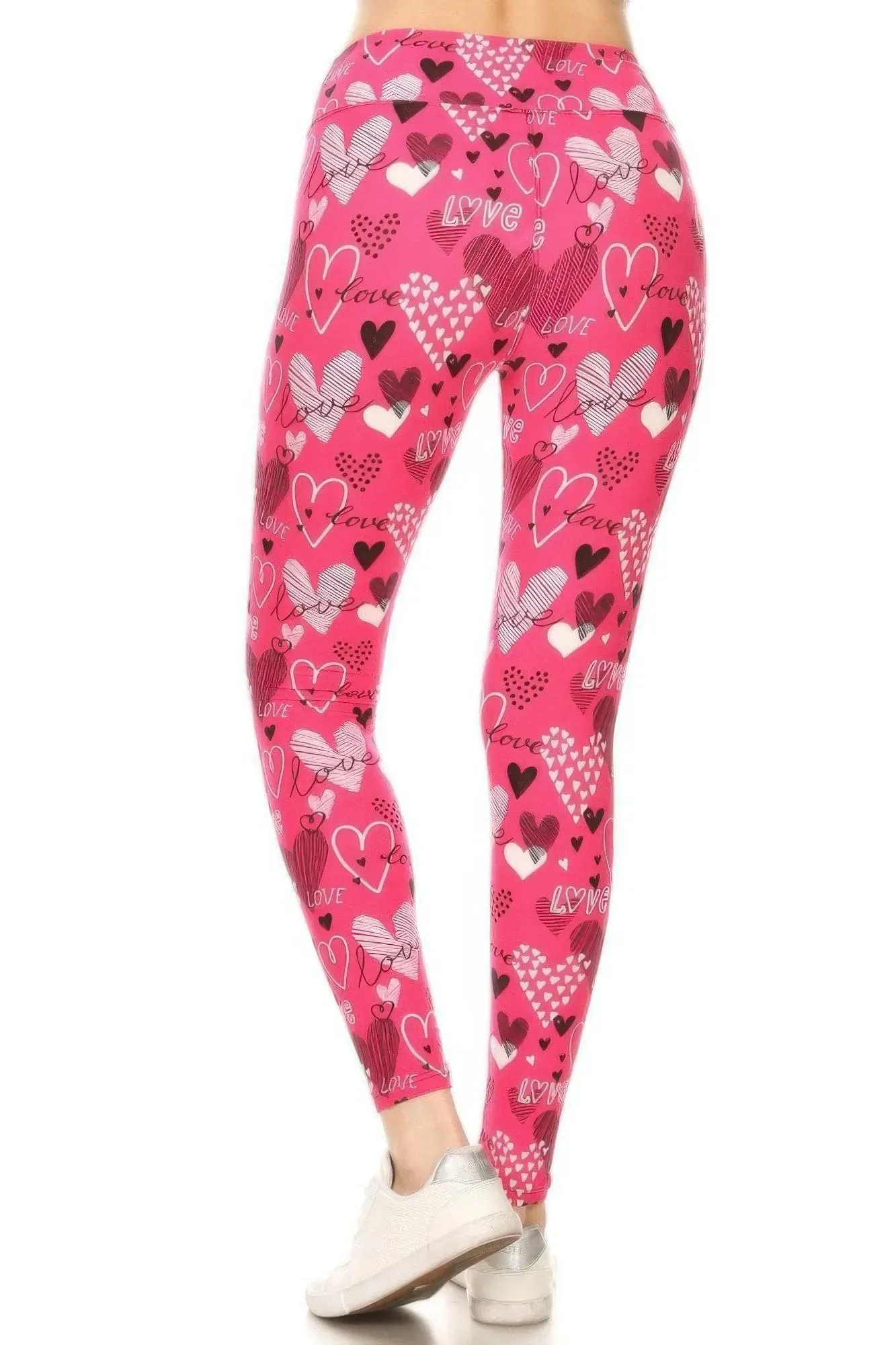 Playful Heart Pattern High-Waisted Leggings